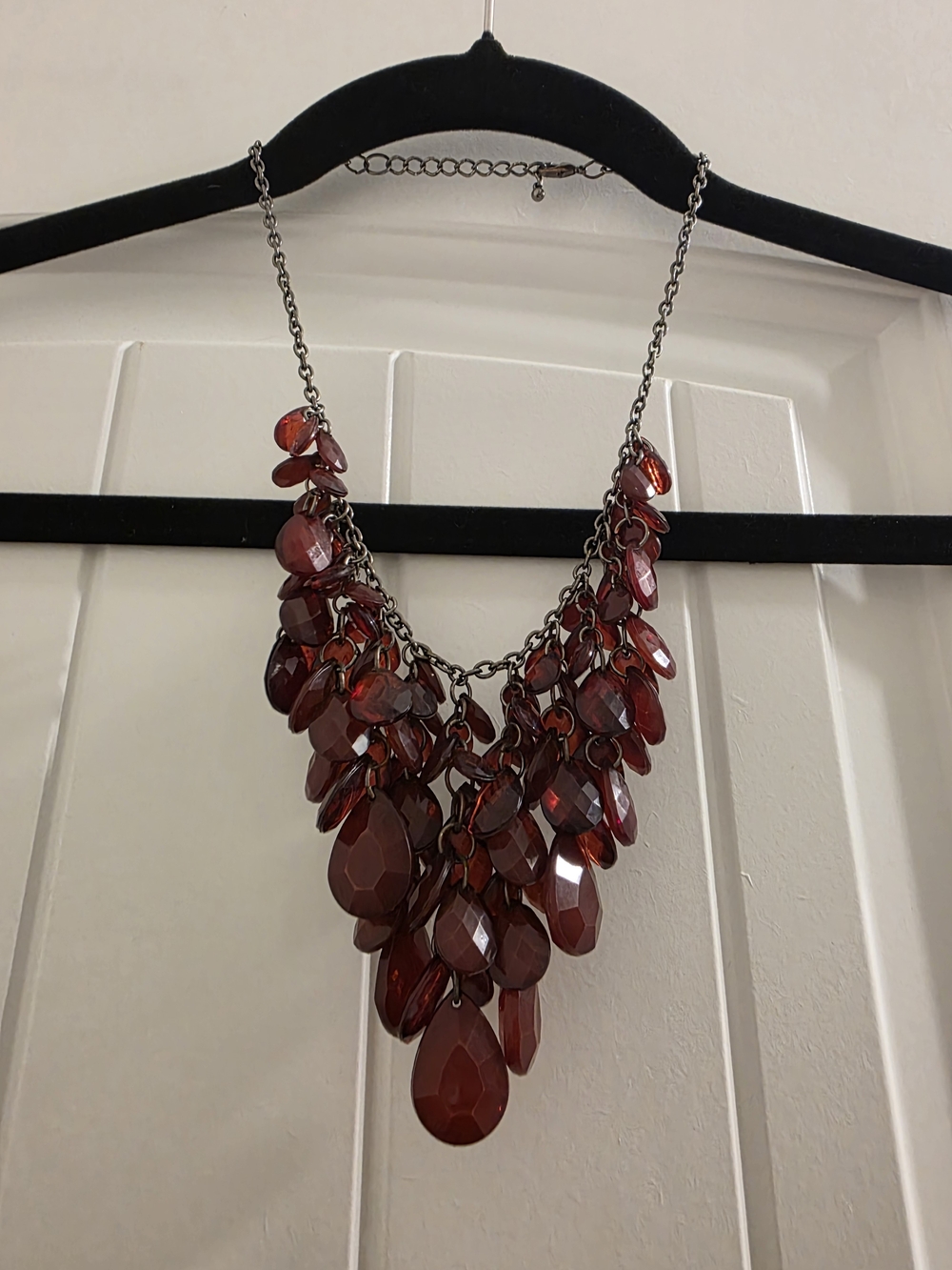 Statement Red Teardrop Cluster Necklace